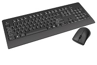 Teclado y ratón inalámbricos Klip Xtreme - Color negro, resistente al agua - Interfaz USB - Inglés