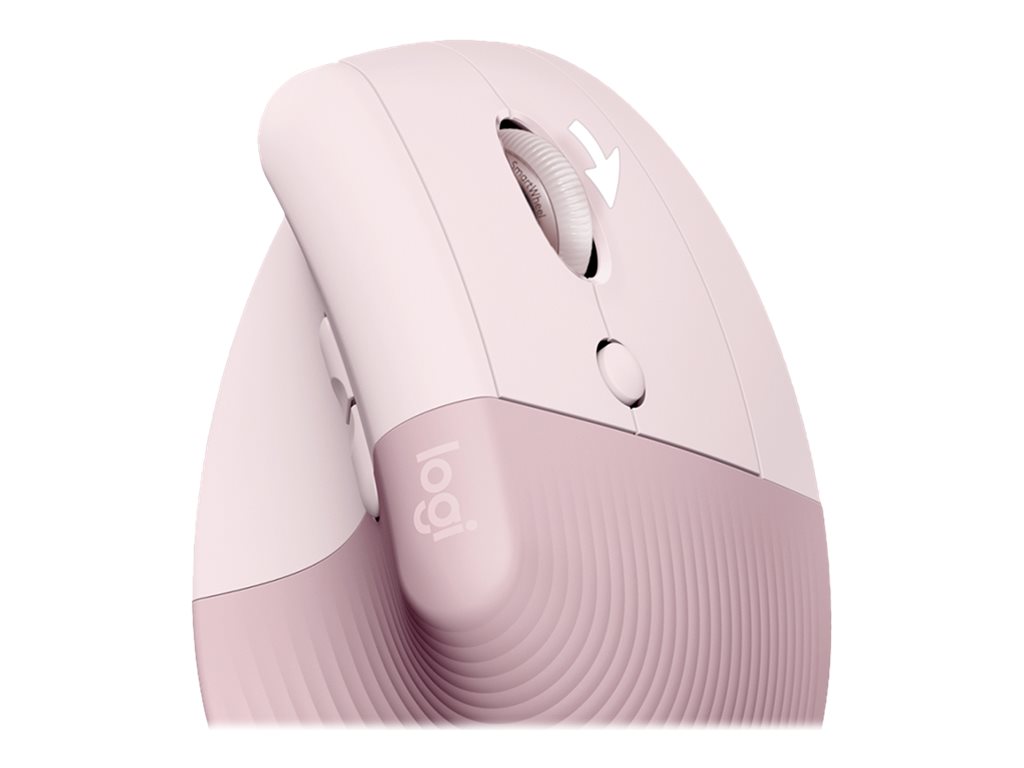 Logitech Lift Vertical Ergonomic Mouse - Ratón Vertical Ergonómico Inalámbrico 6 Botones - Bluetooth 2.4 GHz - Rosa
